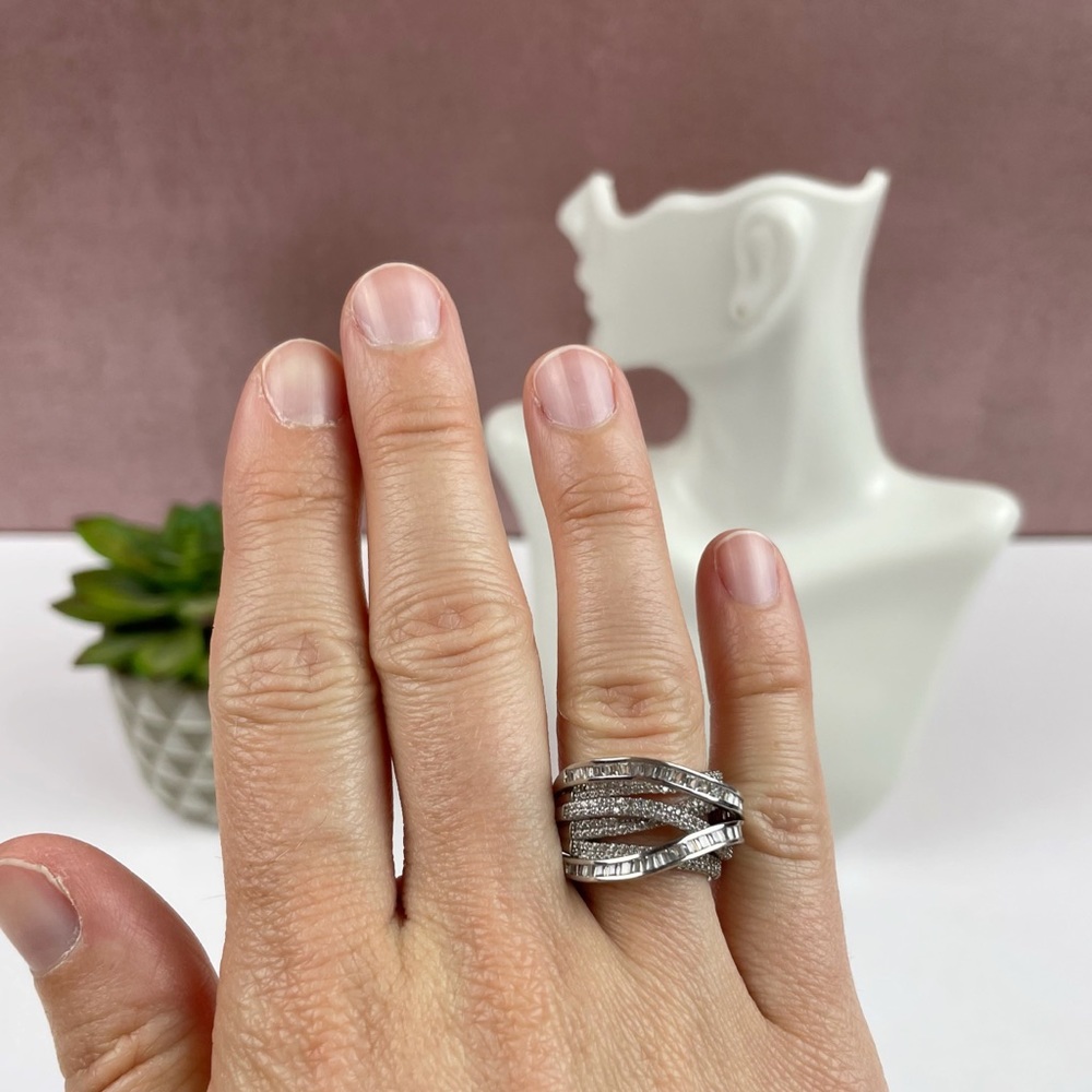 925 Silver CZ Cubic Zirconia Band Ring Women Jewelry Bling Glam